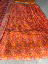 Orange and yellow organza digital print lehenga