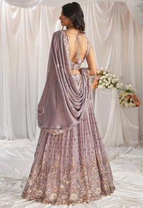 Mauve georgette thread and sequins Lehenga