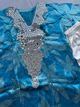 Blue crepe silk asymmetrical patiyala suit