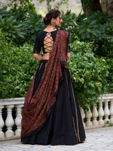 Black ajrakh pure cotton Chaniya Choli (free purse) (skirt stitched)