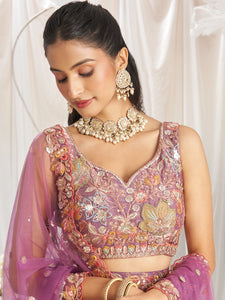 Light purple organza Lehenga