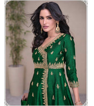 Janisha - green flared trousers readymade set