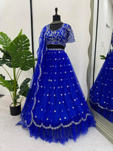 Royal blue threadwork Lehenga