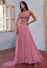 Pink georgette palazzo readymade