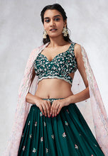 Forest green Lehenga with floral dupatta