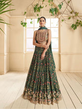 Janisha readymade - crushed georgette green floral Lehenga