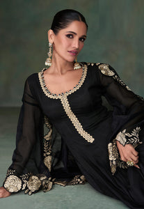 Janisha readymade - black and gold anarkali