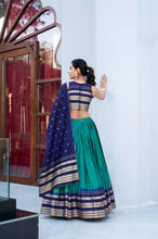 Chanderi silk elegant lehenga in firozi (skirt stitched)