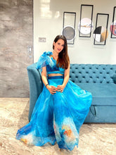 Calming blue organza silk readymade lehenga