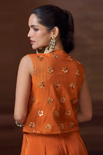 Burnt orange palazzo set with short mirror jacket