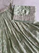 Pastel green chiffon embroidered Lehenga