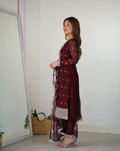 Maroon rangoli silk straight fit salwaar kameez readymade