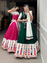 Traditional green mirror work pure cotton readymade Lehenga