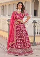 Pink viscose jacquard Lehenga