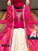 AGC collection - pink and off white chanderi silk and bandhani lehenga (plus size option too)