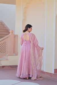 Blush pink chiffon gown readymade