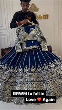 Navy blue sequins and thread Lehenga