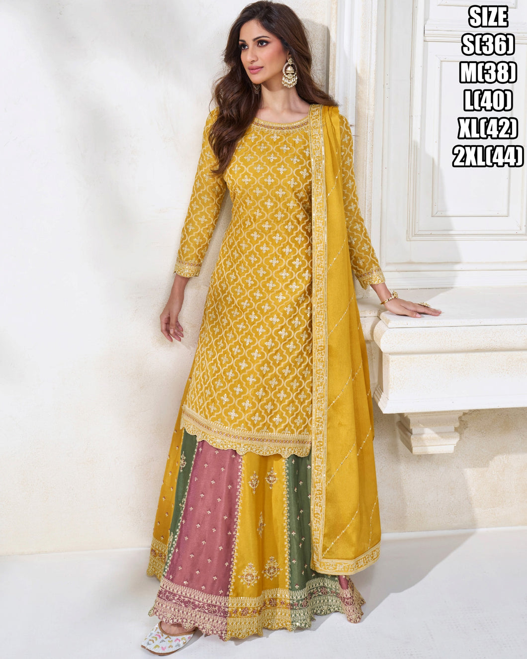 Chinon silk long top Lehenga