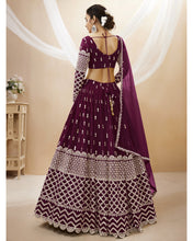 Tanaya - maroon zari sequins georgette Lehenga (long sleeves possible)