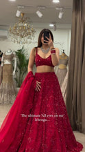 Red vichitra silk embellished Lehenga