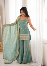 Fendy silk strappy sea green palazzo set