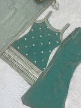 Fendy silk strappy sea green palazzo set