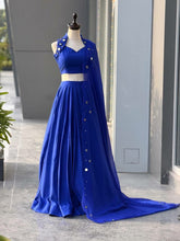 Royal blue flared cotton lehenga / Chaniya Choli