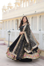 Black blooming georgette sequins Lehenga (skirt stitched)