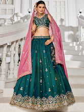 Emerald Green Lehenga with contrasting dupatta