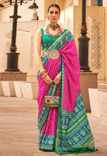 Hot pink silk bandhej print saree