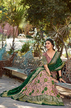 Tussar silk floral kalamkari print Lehenga in onion pink