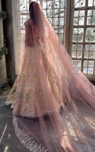 Pastel yellow and baby pink thread work Lehenga