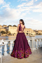 Tussar silk berry floral Lehenga