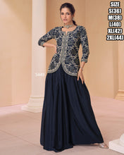 Janisha readymade - midnight blue embroidered palazzo