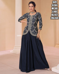 Janisha readymade - midnight blue embroidered palazzo