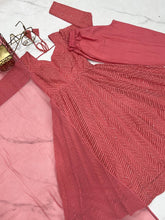 Peach Kali pattern sequinned anarkali