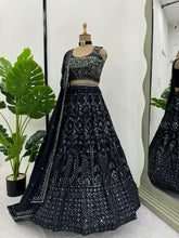 Black threadwork and sequins partywear Lehenga