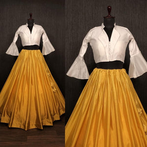 Indo western plain shaded yellow readymade Lehenga (perfect for pithi)