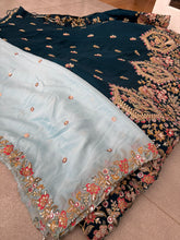Teal Georgette sequins lehenga