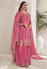 Prachi Desai pink chinon silk suit