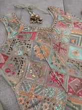 Mint green embroidered suit with trending farshi salwaar