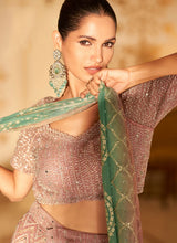 Dusty mauve and green sharara set