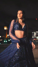 Navy blue sequinned partywear Lehenga