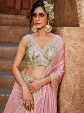 Pistachio satin silk scalloped Lehenga