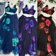 Teal blue and dark blue floral readymade Lehenga