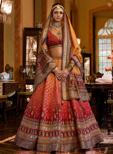 Riyana - rajwadi silk Lehenga in sunset shades