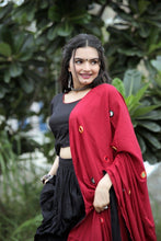 Black and maroon mirror work readymade Lehenga