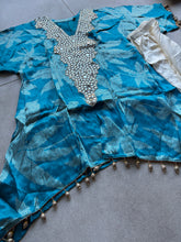 Blue crepe silk asymmetrical patiyala suit