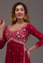 Georgette partywear readymade - gown with pants and dupatta (6 colours)