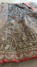 Gold tissue two toned embroidered lehenga